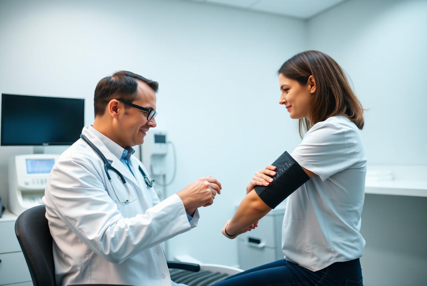 Blutdruckmessung und EKG während des Herz-Kreislauf-Screenings